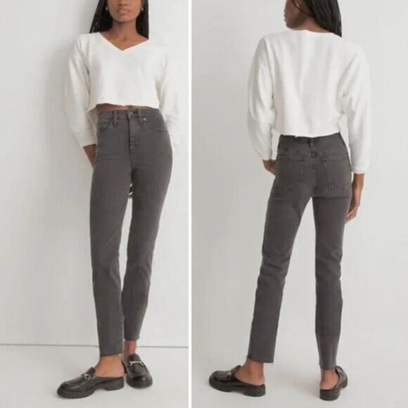 NWT MADEWELL Stovepipe High Rise Straight Slim Jean Sz 25 Raw Hem - Picture 2 of 9